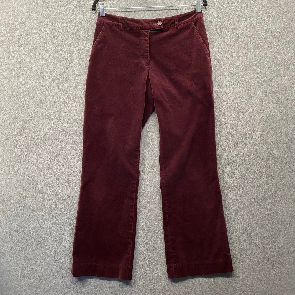 HM Velvet Corduroy Bootcut Pant Womens 8 Burgundy‎ Wine Cotton Stretch Casual